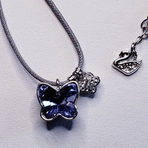 💎Signed Swarovski Crystal Purple Butterfly Necklace
